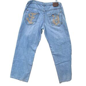 Ecko Unlimited Size 38/32 Mens Baggy Fit Jeans Thick Embroidered Vintage Skater